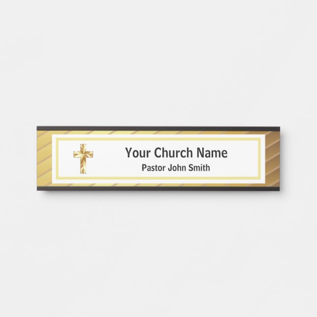 Pfarrkirche Klassisches Gold und Schwarz Türschild (Vorderseite )