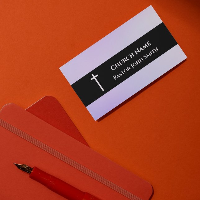 Pfarrkirche Lila Schwarz Christlich Visitenkarte (Church Pastor Purple Black Christian Business Card)