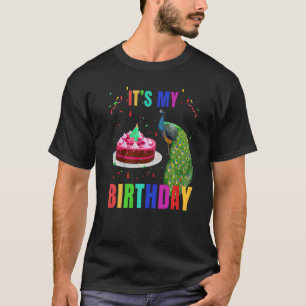 Pfau 4. Geburtstag Niedliche Vögel Tier Grafik T-Shirt