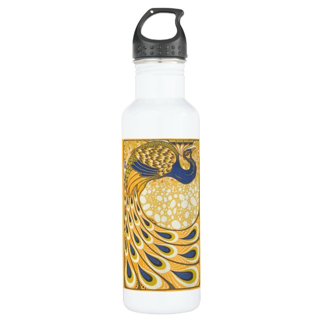 Pfau Antike Vintage Farbe Edelstahlflasche (Vorderseite)