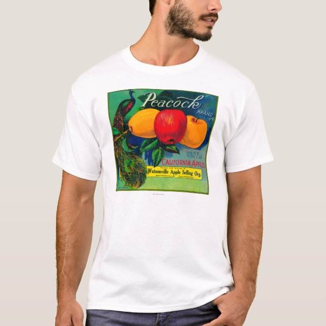 Pfau-Apple-Kiste LabelWatsonville, CA T-Shirt (Vorderseite)
