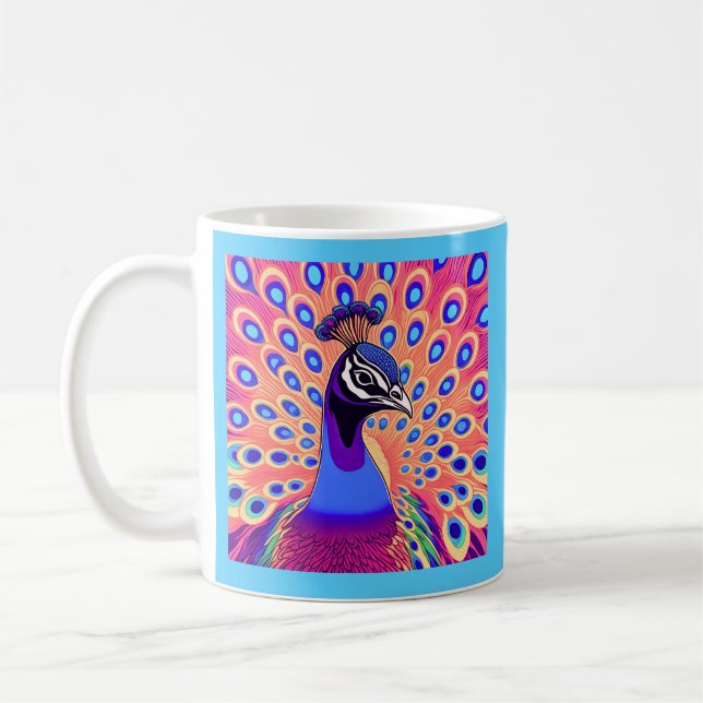 Pfau Aquarell Kaffeetasse (Links)