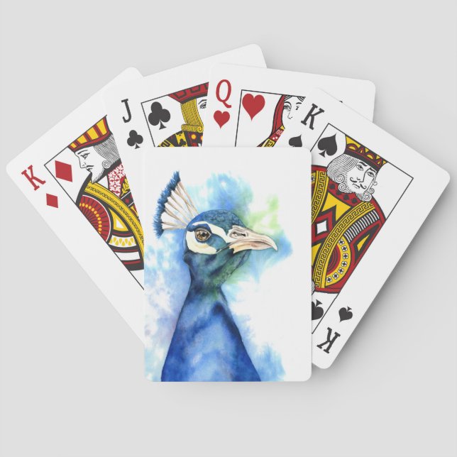 Pfau-Aquarell-Malerei Spielkarten (Rückseite)