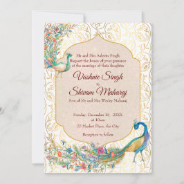 Pfau Arabian Muster indische Hochzeitseinladung Ankündigung