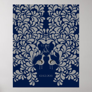 Pfau Art Deco Hochzeitsgästebuch Poster