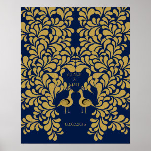 Pfau Art Deco Hochzeitssignatur Gästebuch