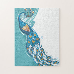Pfau auf aquamariner Illustration
