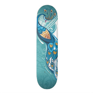 Pfau auf aquamariner Illustration Skateboard