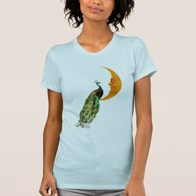 Pfau auf dem Mond T-Shirt (Vorderseite)