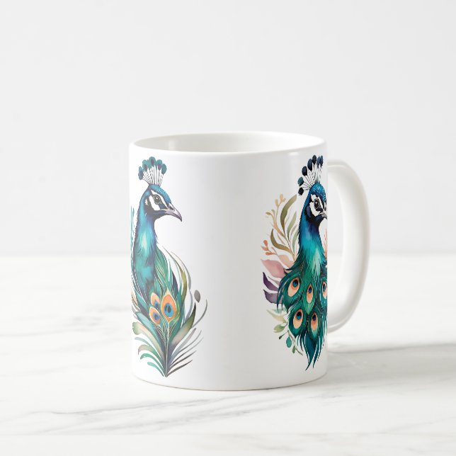 Pfau auf einer Tasse (VorderseiteRechts)