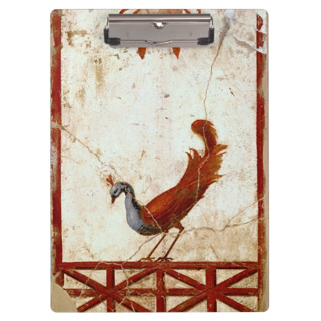 Pfau auf Fresco Antikes antikes Gemälde Klemmbrett (Vorderseite)