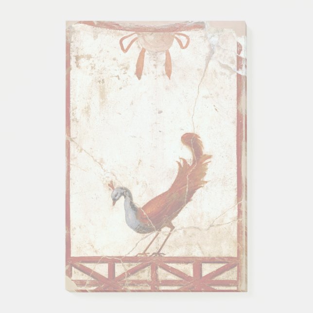 Pfau auf Fresco Antikes antikes Gemälde Post-it Klebezettel (Vorderseite)