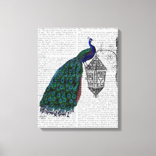 Pfau auf Lampe Leinwanddruck