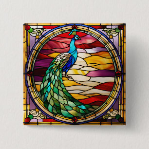 Pfau auf rosa button