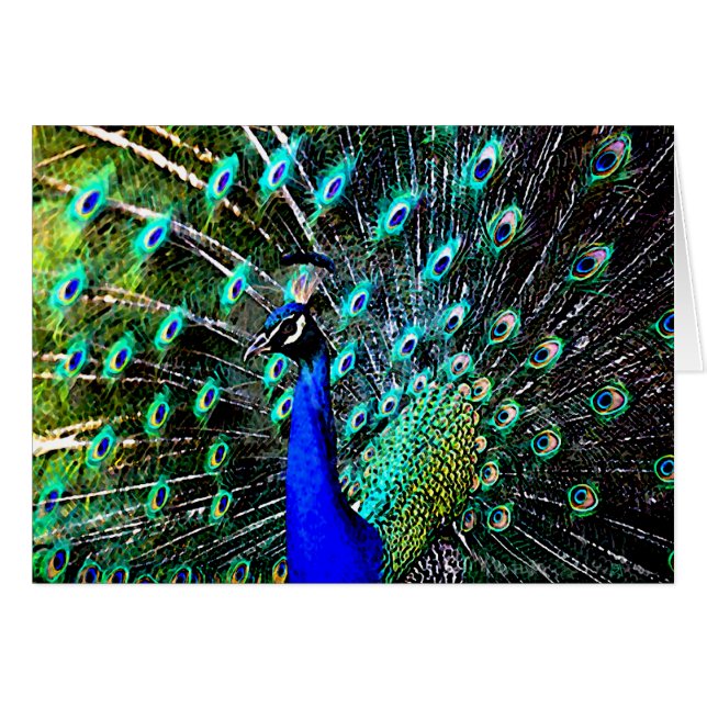 Pfau-Batik 2 (leere Karte) (Vorderseite (Horizontal))