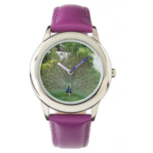 Pfau Benutzerdefiniert Edelstahl Lila Armbanduhr