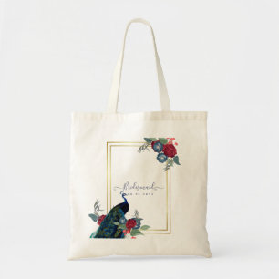 Pfau Blau Burgund Winter Hochzeit Tragetasche