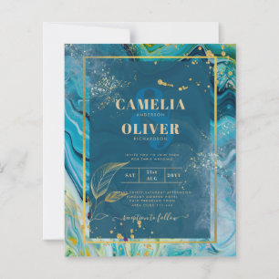 Pfau Blau Gold Tinte Abstrakte Hochzeit