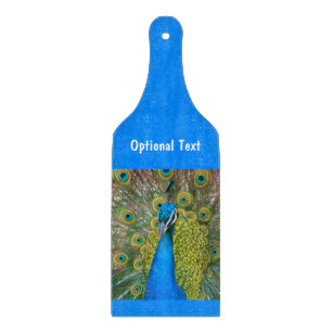 Pfau-Blau-Kopf mit und bunte Schwanz-Federn Schneidebrett