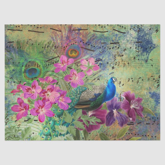 Pfau-Blume und Tissue-Tissue Seidenpapier (Vorderseite)
