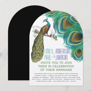 Pfau Boho Bohemian Federn mit Pfau Einladung