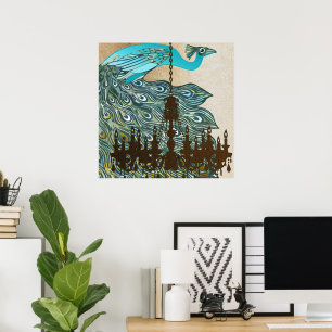 Pfau Brüllende 20er Hochzeitsposter Poster