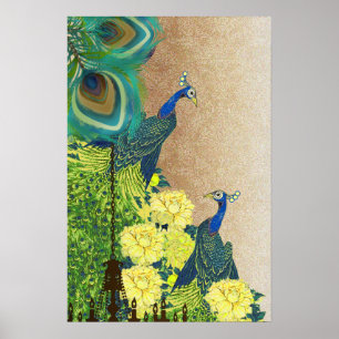 Pfau Brüllende 20er Hochzeitsposter Poster