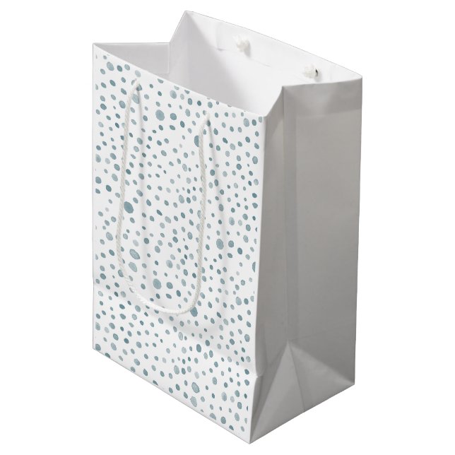 Pfau Confetti Wasserfarben Dots Geschenktasche Mittlere Geschenktüte (Vorderseite Schrägansicht)
