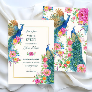 Pfau der künstlerischen Blume Einladung