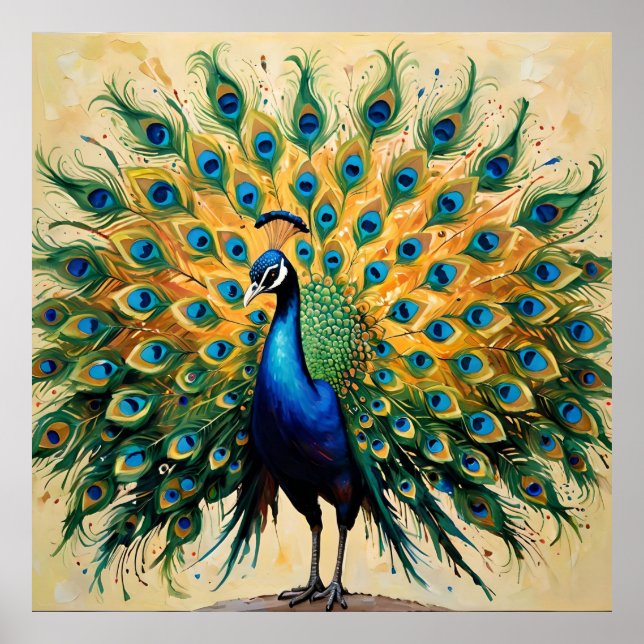 Pfau der versteckten Geschichten - Indisch Folk Ar Poster (Vorne)