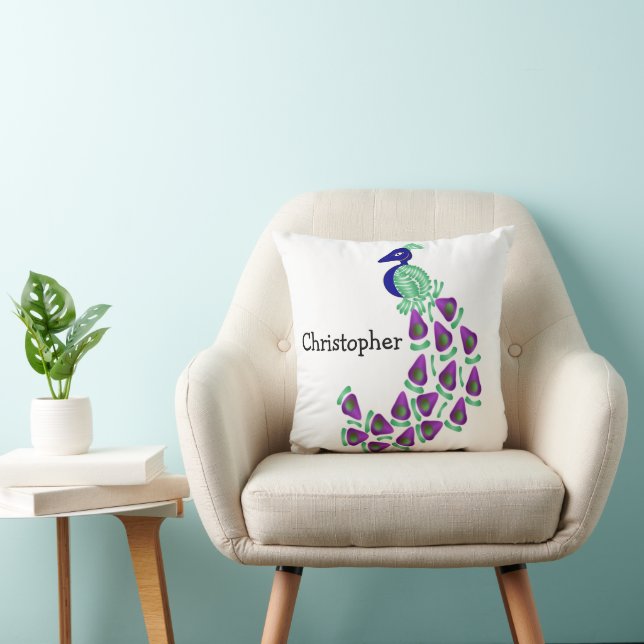 Pfau Design Personalisiert Kissen (Stuhl )