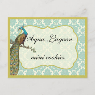 Pfau Dessert- oder Candy-Buffet-Tischschild Postkarte