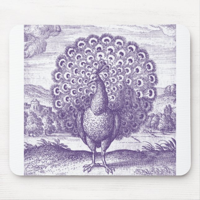 Pfau, eine Vintage Gravur Mousepad (Vorne)