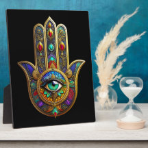 Pfau-Farben-Blütenblätter Hamsa Grün Drittes Auge