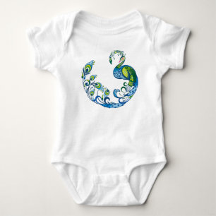 Pfau Feather Baby Strampler