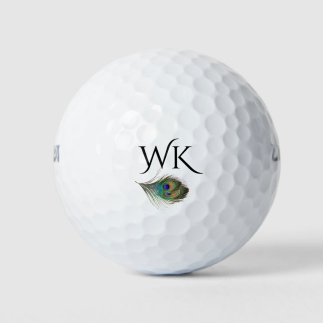 Pfau-Feather-Monogramm Golfball (Vorderseite)