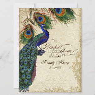 Pfau & Feathers Brautparty Feste Karte