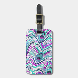 Pfau-Feder-Aquarell Boho Stammes- Gepäckanhänger