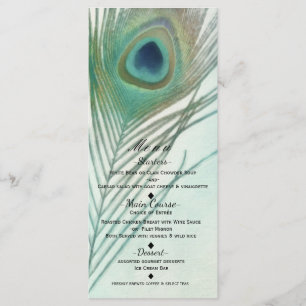 Pfau-Feder Boho schickes Aquarell-Gewohnheits-Menü Menükarte