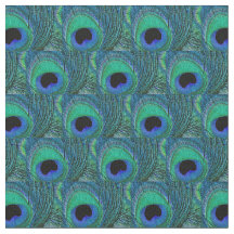 Pfau-Feder-Gewebe - grün, aquamarin, blau,