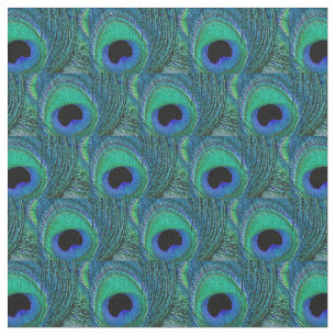 Pfau-Feder-Gewebe - grün, aquamarin, blau, Stoff