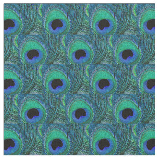 Pfau-Feder-Gewebe - grün, aquamarin, blau, Stoff