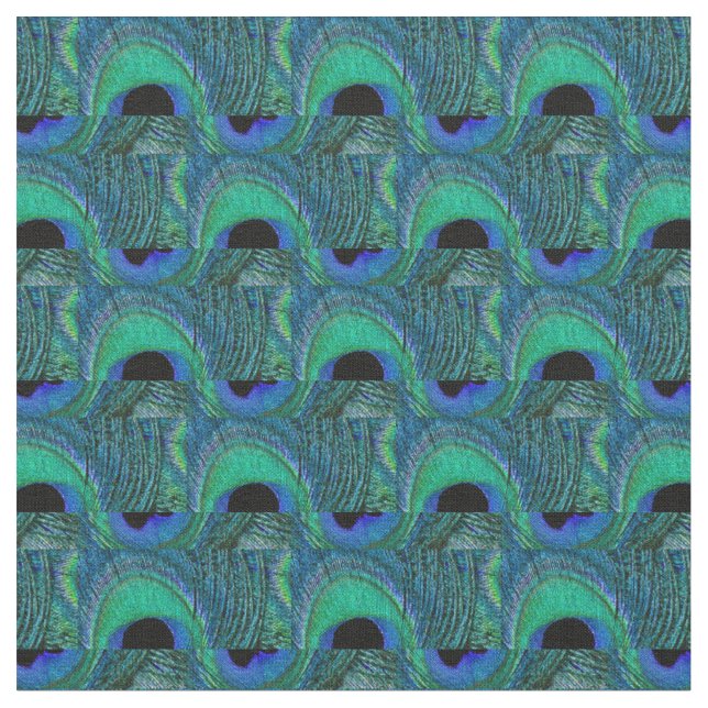 Pfau-Feder-Gewebe - grün, aquamarin, blau, Stoff (Nahaufnahme)