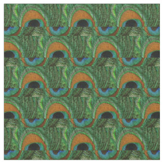 Pfau-Feder-Gewebe - grüne aquamarine blaue Marine Stoff