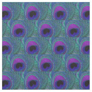 Pfau-Feder-Gewebe - lila violettes Aqua-Schwarzes Stoff