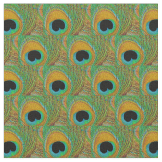 Pfau-Feder-Gewebe - orange Aqua-blaues Grün Stoff