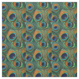 Pfau-Feder-Gewebe - TAN, Aqua, Blau, grün Stoff