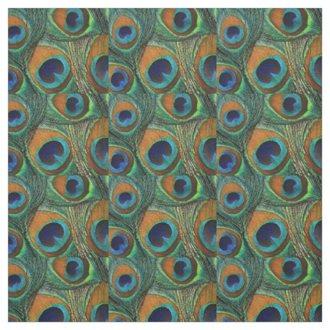Pfau-Feder-Gewebe - TAN, Aqua, Blau, grün Stoff (Muster)
