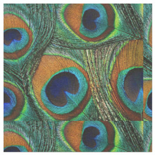 Pfau-Feder-Gewebe - TAN, Aqua, Blau, grün Stoff