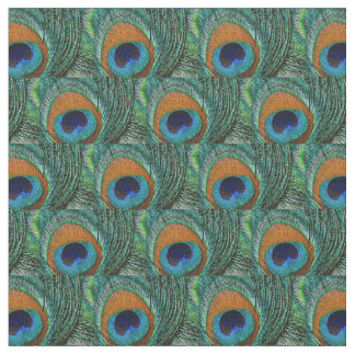 Pfau-Feder-Gewebe - TAN, Aqua, Blau, grün Stoff